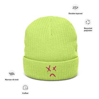 Nonehappy Ribbed Knit Neon Beanie